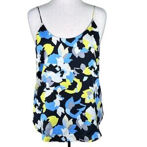 Bar III Women’s Black Floral Cami Tank Blouse with Spaghetti Straps Medium EUC
